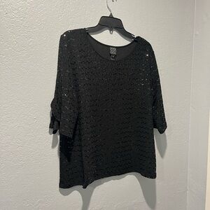 clara sun woo Womens Sequins Blouse Black Color Sz XL